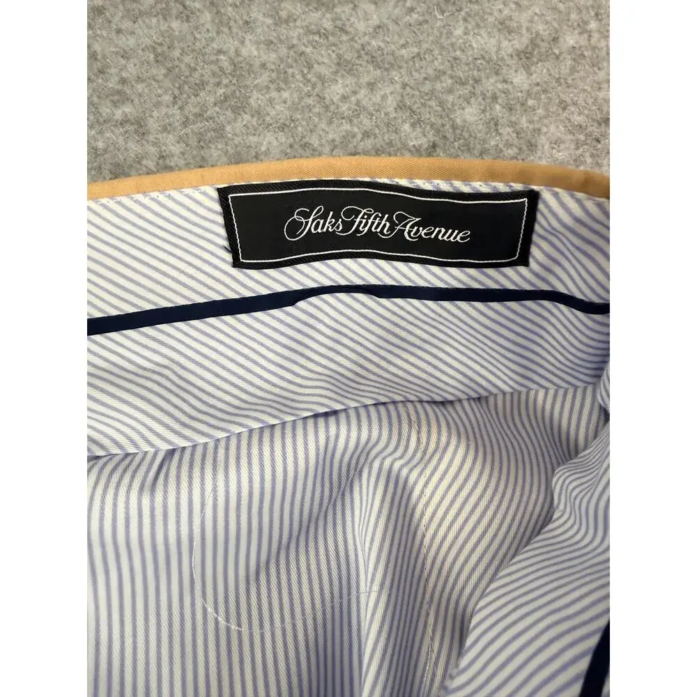 Saks Fifth Avenue Men 38R Tan Dress Pants Flat Front Cotton Blend TV Wardrobe